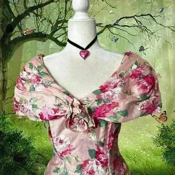 Vintage ILGWU USA Positively Ellyn Pink Floral Coquette Dress Size 9-10 - Picture 3 of 11